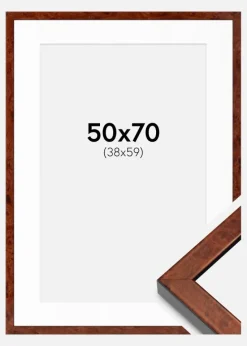 Ramme Hermes valnød 50x70 cm - Passepartout Hvid 39x60 cm