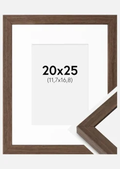 Ramme Hermes Valnød 20x25 cm - Passepartout Hvid 5x7 inches