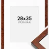 Ramme Hermes valnød 28x35 cm - Passepartout Hvid 8x10 inches