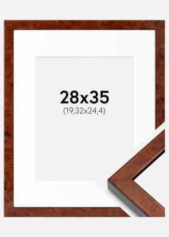 Ramme Hermes valnød 28x35 cm - Passepartout Hvid 8x10 inches
