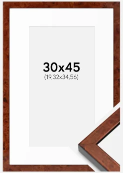 Ramme Hermes valnød 30x45 cm - Passepartout Hvid 8x14 inches