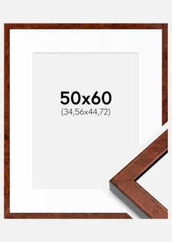 Ramme Hermes valnød 50x60 cm - Passepartout Hvid 14x18 inches