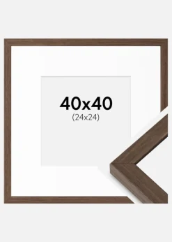 Ramme Hermes Valnød 40x40 cm - Passepartout Hvid 25x25 cm