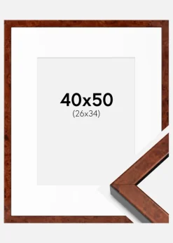 Ramme Hermes valnød 40x50 cm - Passepartout Hvid 27x35 cm