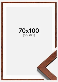 Ramme Hermes valnød 70x100 cm - Passepartout Hvid 61x91,5 cm