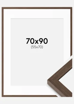 Ramme Hermes Valnød 70x90 cm - Passepartout Hvid 56x71 cm