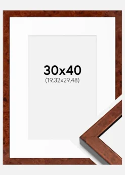 Ramme Hermes valnød 30x40 cm - Passepartout Hvid 8x12 inches