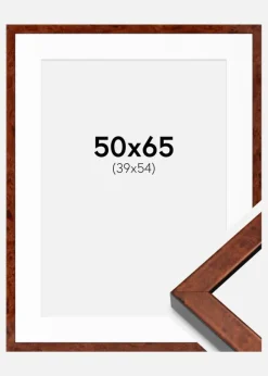 Ramme Hermes valnød 50x65 cm - Passepartout Hvid 40x55 cm