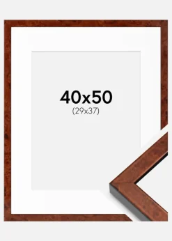 Ramme Hermes valnød 40x50 cm - Passepartout Hvid 30x38 cm