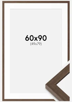 Ramme Hermes Valnød 60x90 cm - Passepartout Hvid 50x80 cm