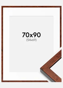 Ramme Hermes valnød 70x90 cm - Passepartout Hvid 55x70 cm