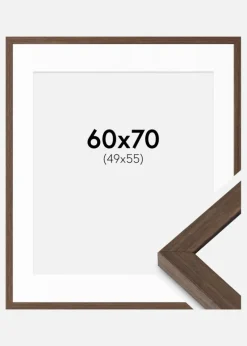 Ramme Hermes Valnød 60x70 cm - Passepartout Hvid 50x56 cm