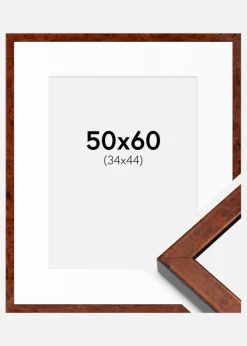 Ramme Hermes valnød 50x60 cm - Passepartout Hvid 35x45 cm