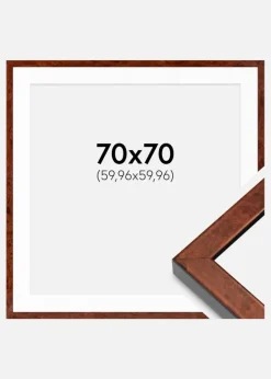 Ramme Hermes valnød 70x70 cm - Passepartout Hvid 24x24 inches
