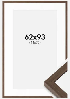 Ramme Hermes Valnød 62x93 cm - Passepartout Hvid 45x80 cm