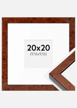 Ramme Hermes valnød 20x20 cm - Passepartout Hvid 4x4 inches