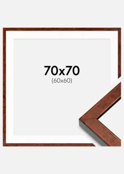 Ramme Hermes valnød 70x70 cm - Passepartout Hvid 61x61 cm