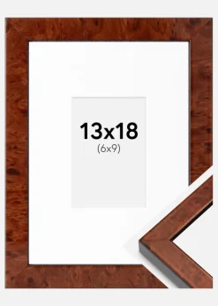 Ramme Hermes valnød 13x18 cm - Passepartout Hvid 7x10 cm