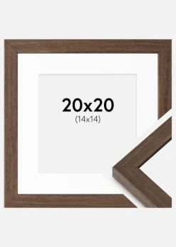 Ramme Hermes Valnød 20x20 cm - Passepartout Hvid 15x15 cm