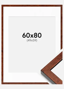 Ramme Hermes valnød 60x80 cm - Passepartout Hvid 50x60 cm