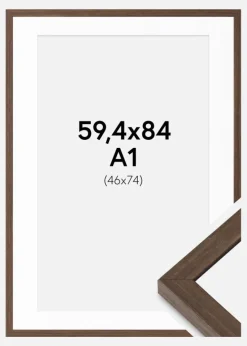 Ramme Hermes Valnød 59,4x84 cm - Passepartout Hvid 47x75 cm