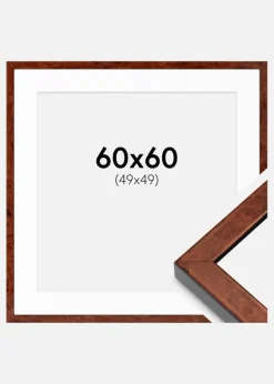 Ramme Hermes valnød 60x60 cm - Passepartout Hvid 50x50 cm