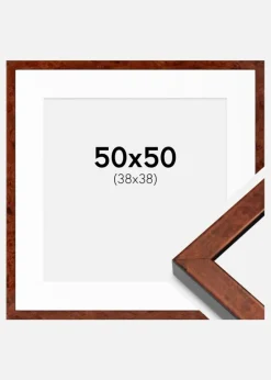 Ramme Hermes valnød 50x50 cm - Passepartout Hvid 39x39 cm