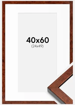 Ramme Hermes valnød 40x60 cm - Passepartout Hvid 25x50 cm