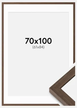 Ramme Hermes Valnød 70x100 cm - Passepartout Hvid 62x85 cm