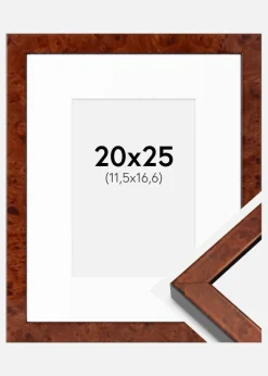 Ramme Hermes valnød 20x25 cm - Passepartout Hvid B6 125x176 mm