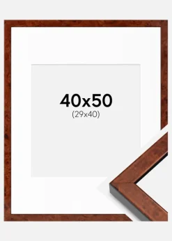 Ramme Hermes valnød 40x50 cm - Passepartout Hvid 30x41 cm