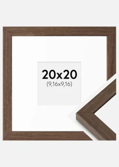 Ramme Hermes Valnød 20x20 cm - Passepartout Hvid 4x4 inches