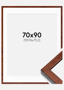 Ramme Hermes valnød 70x90 cm - Passepartout Hvid 24x30 inches
