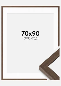 Ramme Hermes Valnød 70x90 cm - Passepartout Hvid 24x30 inches