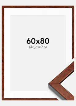 Ramme Hermes valnød 60x80 cm - Passepartout Hvid 49,3x68,5 cm