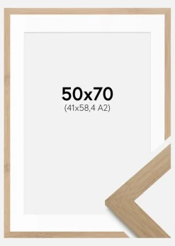 Ramme Hoei Bambu 50x70 cm - Passepartout Hvid 42x59,4 cm