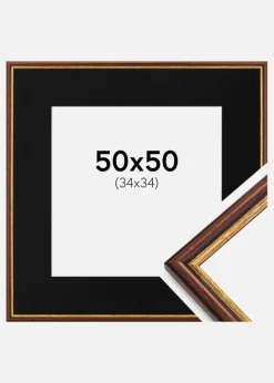 Ramme Horndal Brun 50x50 cm - Passepartout Sort 35x35 cm