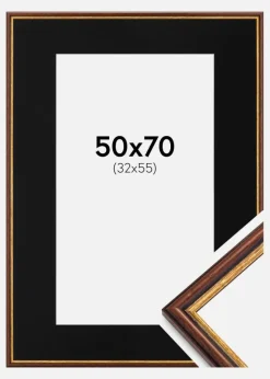 Ramme Horndal Brun 50x70 cm - Passepartout Sort 33x56 cm