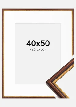 Ramme Horndal Brun 40x50 cm - Passepartout Hvid 27,5x37 cm