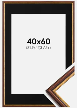 Ramme Horndal Brun 40x60 cm - Passepartout Sort 32,9x48,3 cm (A3+)