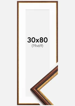 Ramme Horndal Brun 30x80 cm - Passepartout Hvid 20x70 cm