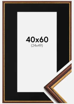 Ramme Horndal Brun 40x60 cm - Passepartout Sort 25x50 cm