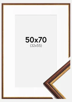 Ramme Horndal Brun 50x70 cm - Passepartout Hvid 33x56 cm