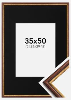 Ramme Horndal Brun 35x50 cm - Passepartout Sort 9x12 inches