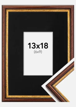 Ramme Horndal Brun 13x18 cm - Passepartout Sort 7x10 cm