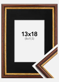 Ramme Horndal Brun 13x18 cm - Passepartout Sort 9x12 cm