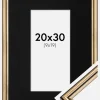 Ramme Horndal Guld 20x30 cm - Passepartout Sort 10x20 cm