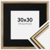 Ramme Horndal Guld 30x30 cm - Passepartout Sort 8x8 inches