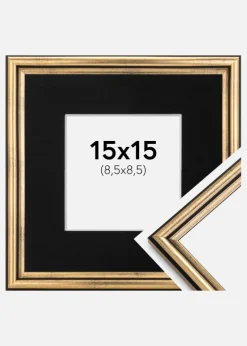 Ramme Horndal Guld 15x15 cm - Passepartout Sort 9x9 cm