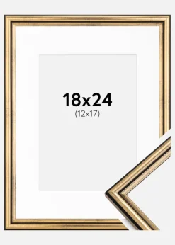 Ramme Horndal Guld 18x24 cm - Passepartout Hvid 13x18 cm